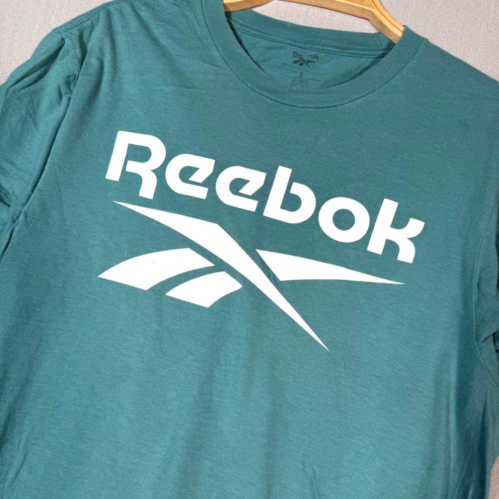 Reebok Mens Graphic Logo T-Shirt Teal Green Small Sportswear Streetwear Tee